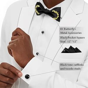 bow tie, cuffs and pocket square