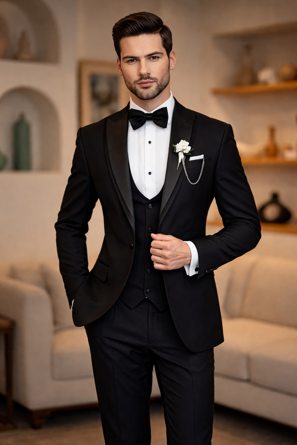  Men's Black wedding Tuxedo