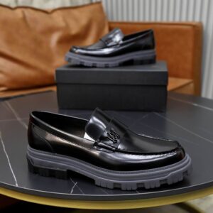 AMIRI MA Logo Penny Loafers Black and Grey