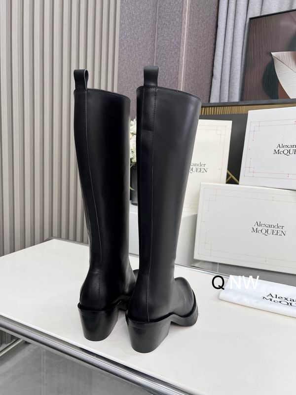 Alexander McQueen Black Front-Zip Knee-High Boots - Image 6