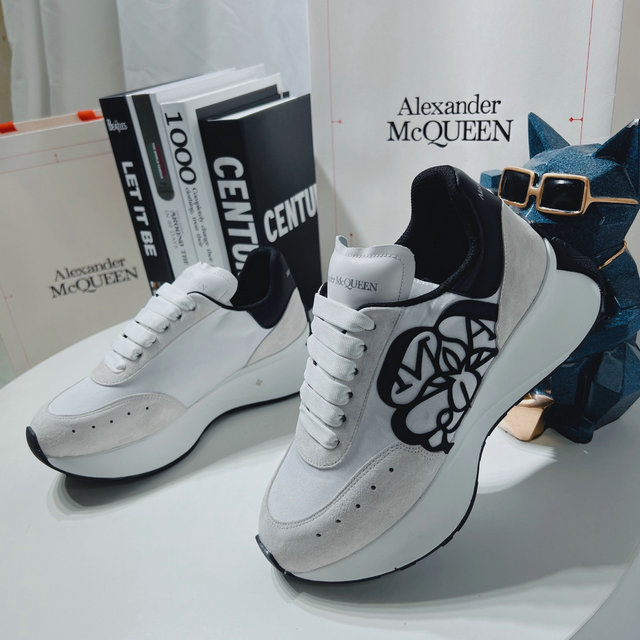 Alexander McQueen Runner Sneaker (White/Black Logo) - Image 3