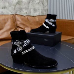 Amiri-Bandana-Chain-Suede-Ankle-Boot-Black