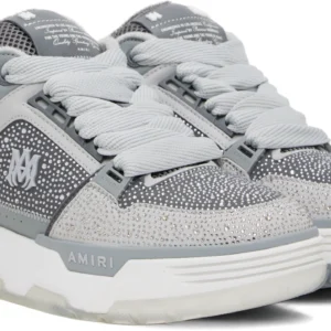 Pair of Amiri-MA-1-Mid-Sneaker-Grey-Paisley displayed.