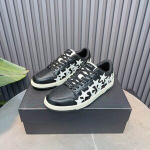 Amiri Style Low-Top Star Court Sneakers in Black & White.