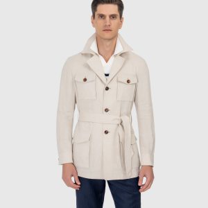 Beige Cotton Safari Jacket