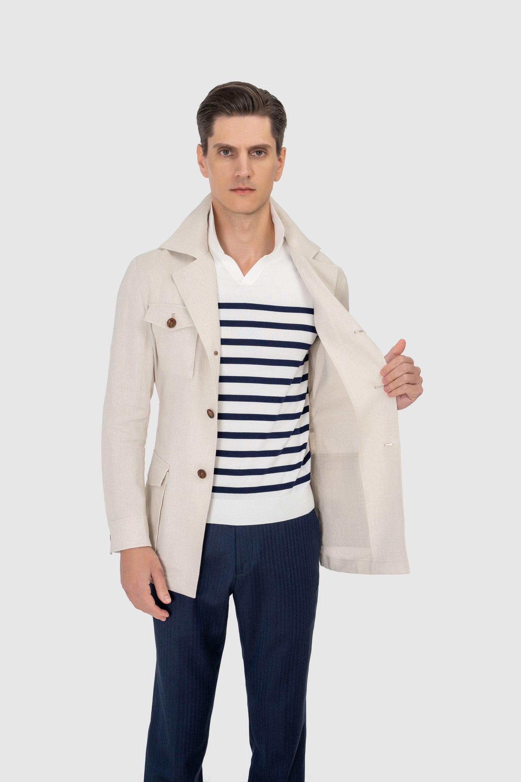 Beige Cotton Safari Jacket - Image 5