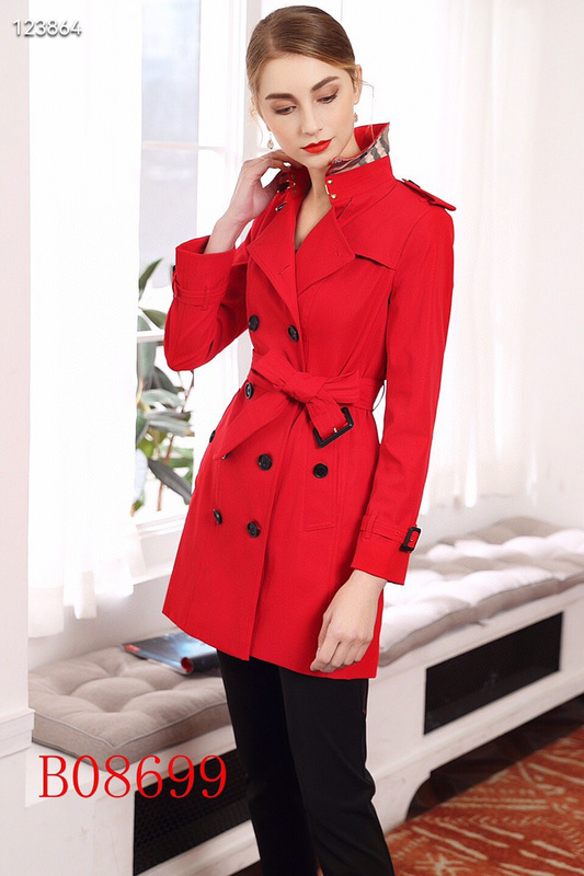 Classic Double-Breasted Trench Coat - Vibrant Red. - Image 3