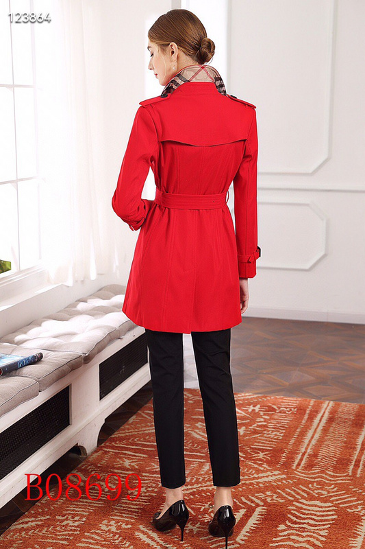 Classic Double-Breasted Trench Coat - Vibrant Red. - Image 4