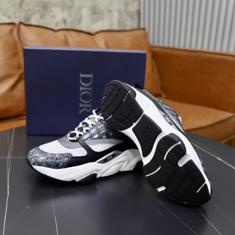DIOR B22 Sneaker in Grey Mock-Croc and White Mesh - Image 5