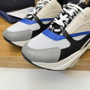 DIOR B27 Low-Top Sneaker White and Navy Blue Oblique Canvas
