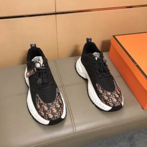 Dior Vibe Sneaker in Black Technical Mesh and Oblique Canvas