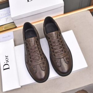 Display of Dior-B27-Low-Top-Sneaker-Coffee-Brown-Embossed-Leather