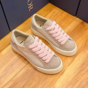 Pair of Dior-B33-Low-Top-Sneaker-Grey-Suede-and-Candy-Pink