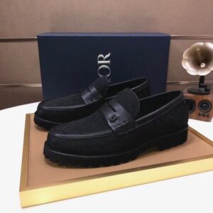 Dior-Oblique Jacquard Loafer in Midnight Charcoal