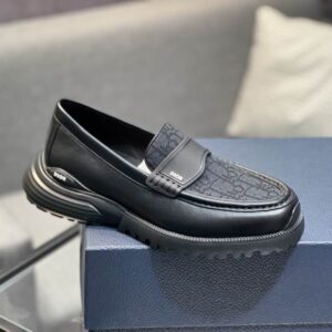Dior-Oblique Canvas Loafer in Shadow Black