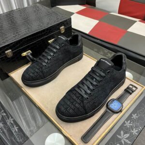 pair of Emporio-Armani-EA7-Monogram-Low-Top-Black