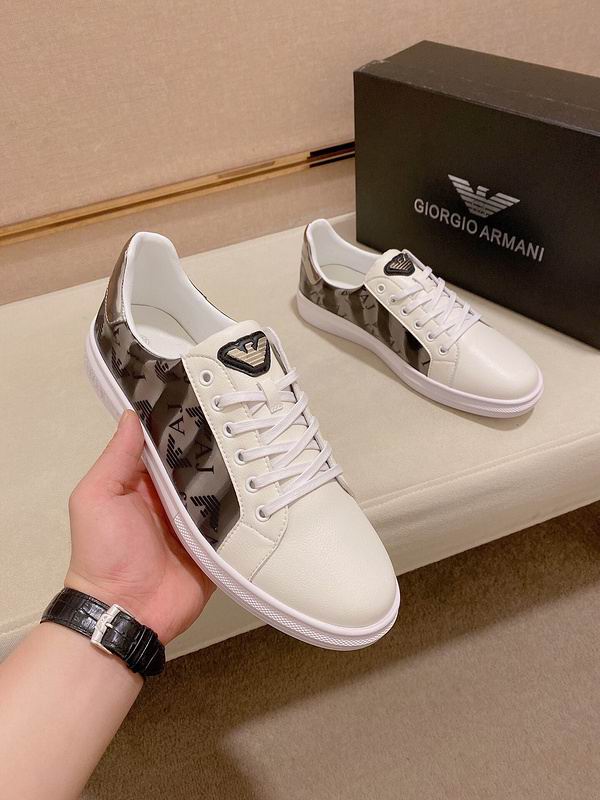 Giorgio Armani Eagle Logo Side-Panel Sneakers (White/Black) - Image 2