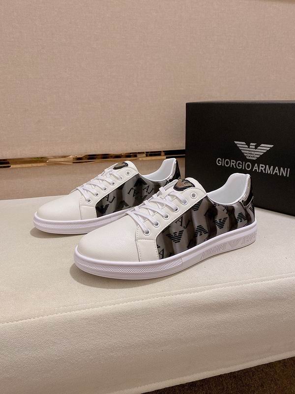 Giorgio Armani Eagle Logo Side-Panel Sneakers (White/Black) - Image 3