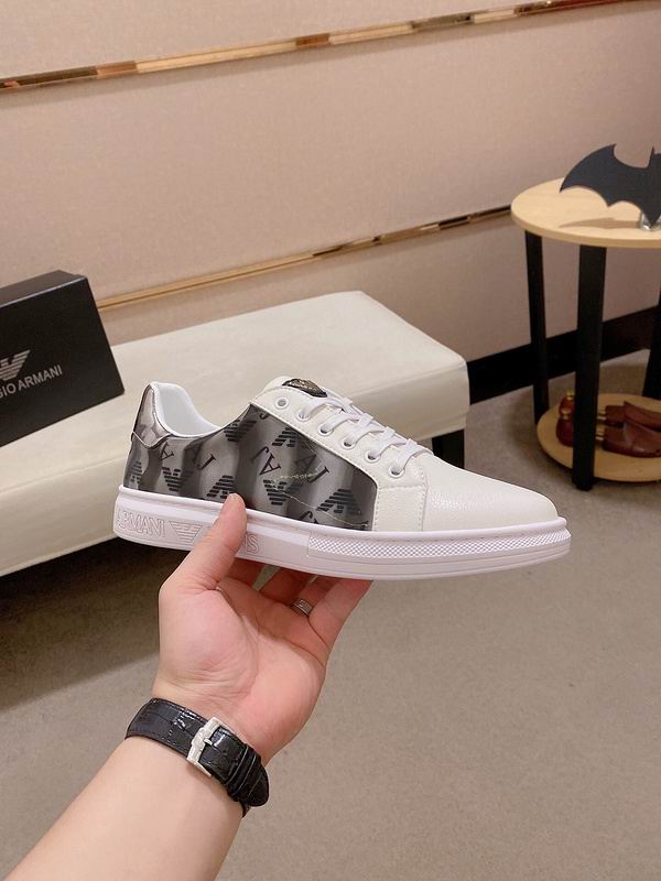 Giorgio Armani Eagle Logo Side-Panel Sneakers (White/Black) - Image 4