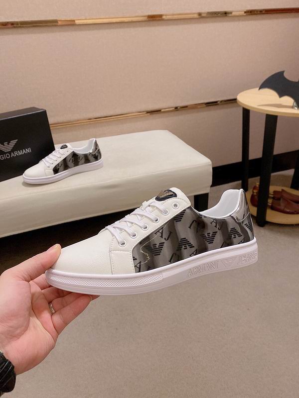 Giorgio Armani Eagle Logo Side-Panel Sneakers (White/Black) - Image 5