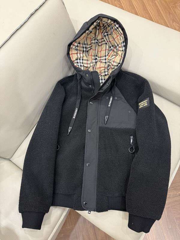 Black Fleece Sherpa Hooded Bomber Jacket with check lining,