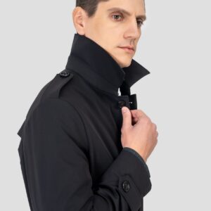 Graphite Grey Pinstripe Trench Coat