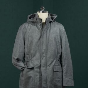 Grey Hooded Cotton Safari Jacket