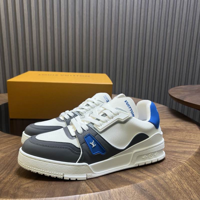 Louis Vuitton Court Trainer Sneaker White Grey Blue - Image 3