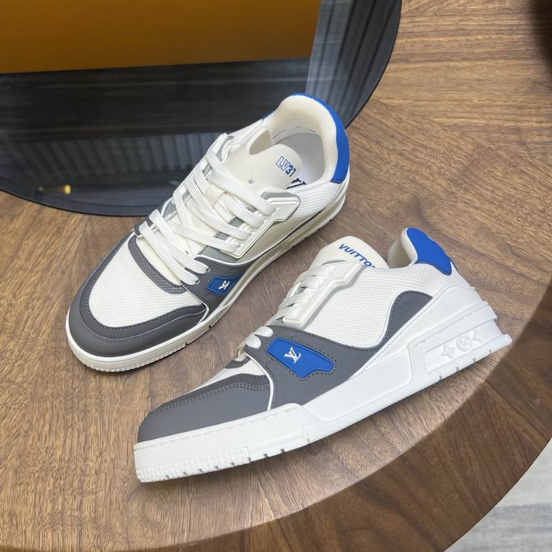 Louis Vuitton Court Trainer Sneaker White Grey Blue - Image 5