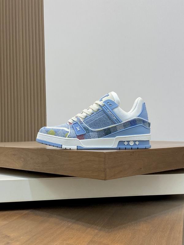 Louis Vuitton Trainer Sneaker Light Blue Denim Damier Pattern - Image 2