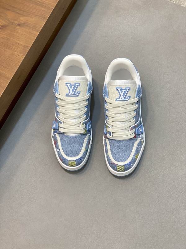 Louis Vuitton Trainer Sneaker Light Blue Denim Damier Pattern - Image 6
