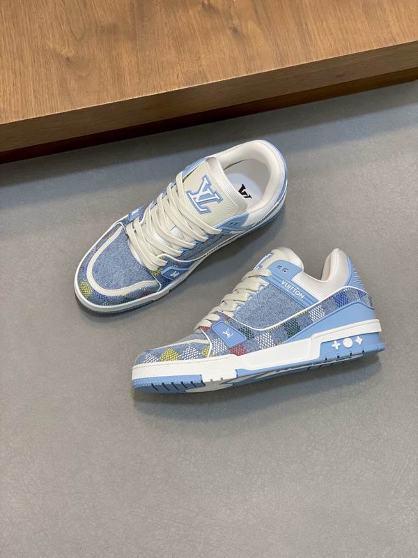 Louis Vuitton Trainer Sneaker Light Blue Denim Damier Pattern - Image 5