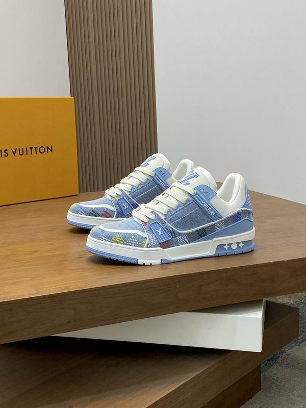 Louis Vuitton Trainer Sneaker Light Blue Denim Damier Pattern - Image 3
