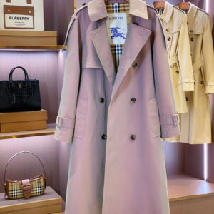 Mauve Long Trench Coat - Classic Check Lining