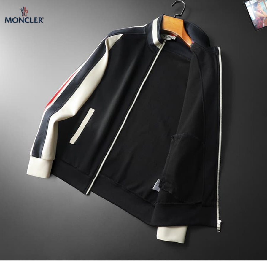Moncler Black Full-Zip Stripe Track Jacket - Image 3