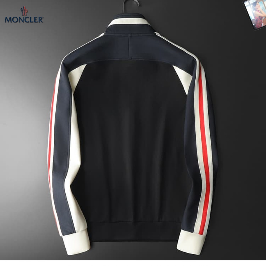Moncler Black Full-Zip Stripe Track Jacket - Image 4