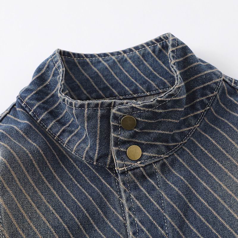 Moncler Blue Striped Denim Zip Jacket - Image 2