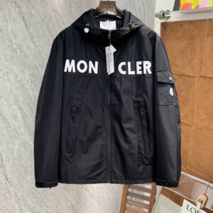 White/Black Technical Jacket: High-quality White technical hooded jacket with black waterproof zippers and performance graphics.