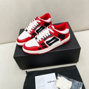A pair of Skeleton-Patch-Low-Top-Sneakers-RedWhiteBlack