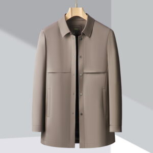 Taupe Single-Breasted Car Coat - Classic Check Lining