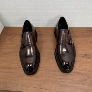 Berluti Brown Scritto Double Monkstrap, Men's Monkstrap Shoes, Scritto Leather Footwear, Mahogany Patina Shoes, Double Buckle Loafers, Luxury Men's Dress Shoes, Designer Style Monkstraps, Scritto Engraved Footwear