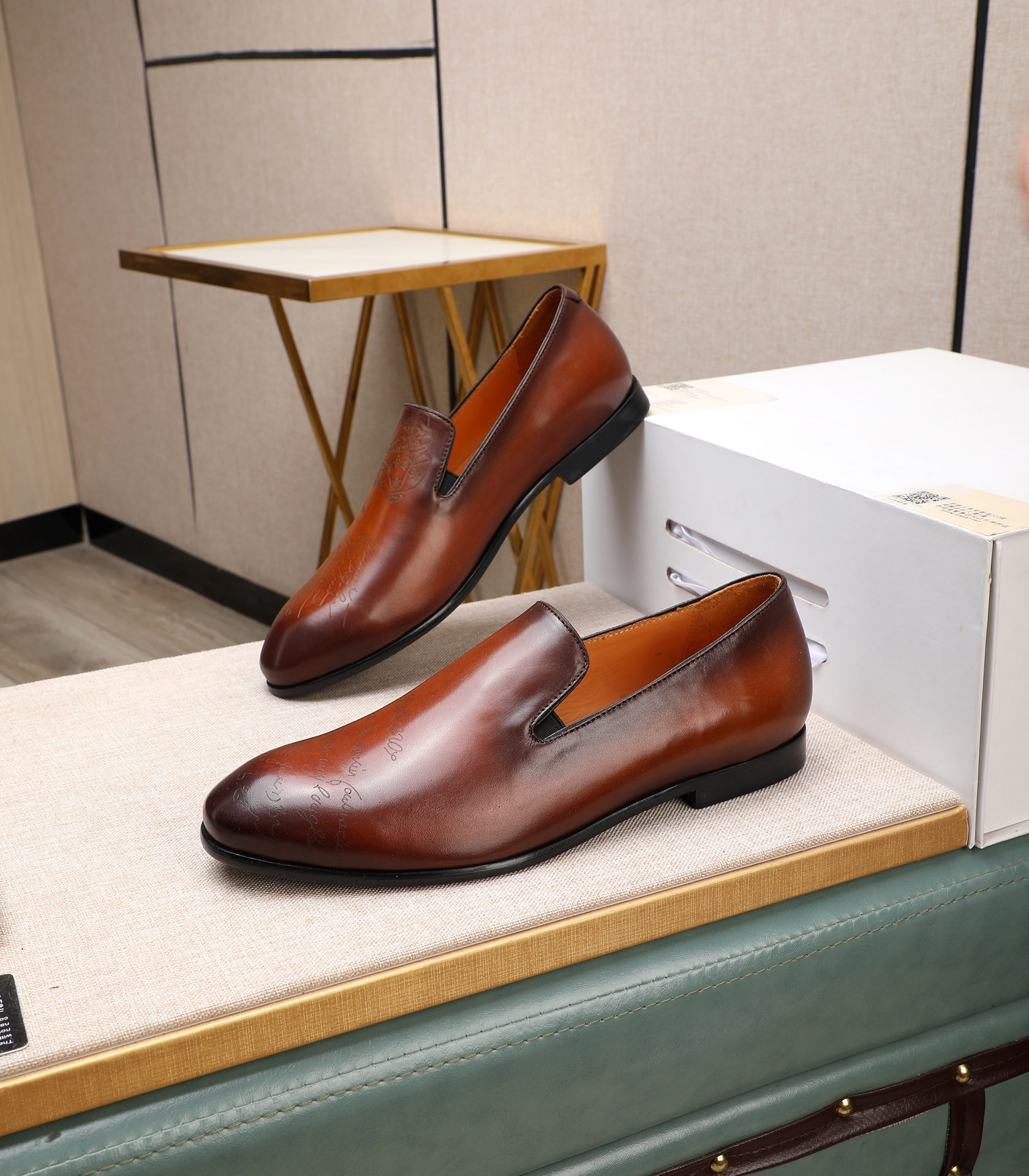 Berluti Brown Scritto Patchwork Loafers - Image 3