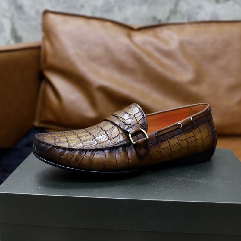 Berluti Cognac Scritto Crocodile-Embossed Loafers - Image 3