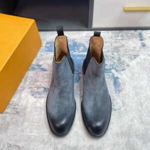 Pair of Chelsea - Ocean Blue Suede - Boots showing velvety Nubuck texture and clean lines.