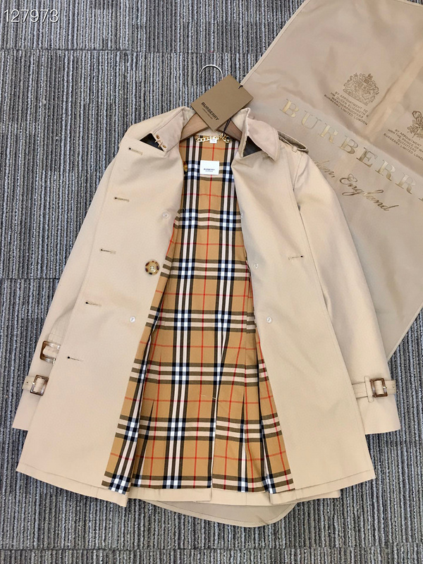 Classic Beige Short Double-Breasted Trench Coat - Image 3