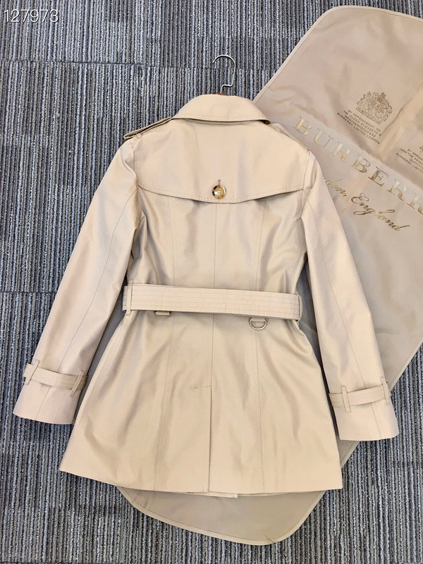 Classic Beige Short Double-Breasted Trench Coat - Image 4
