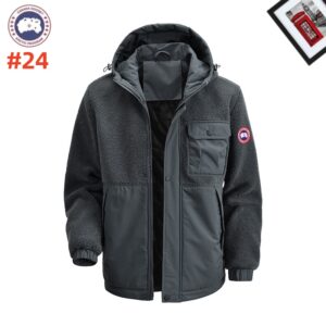 A premium Dark Grey Hybrid Fleece Jacket with a mixed-media design, quilted interior, and protective hood.