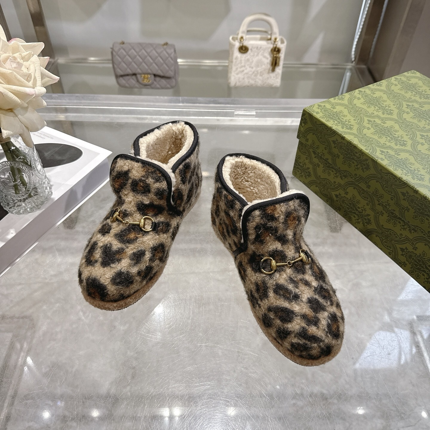 Gucci Brown Leopard Horsebit Boots - Image 5