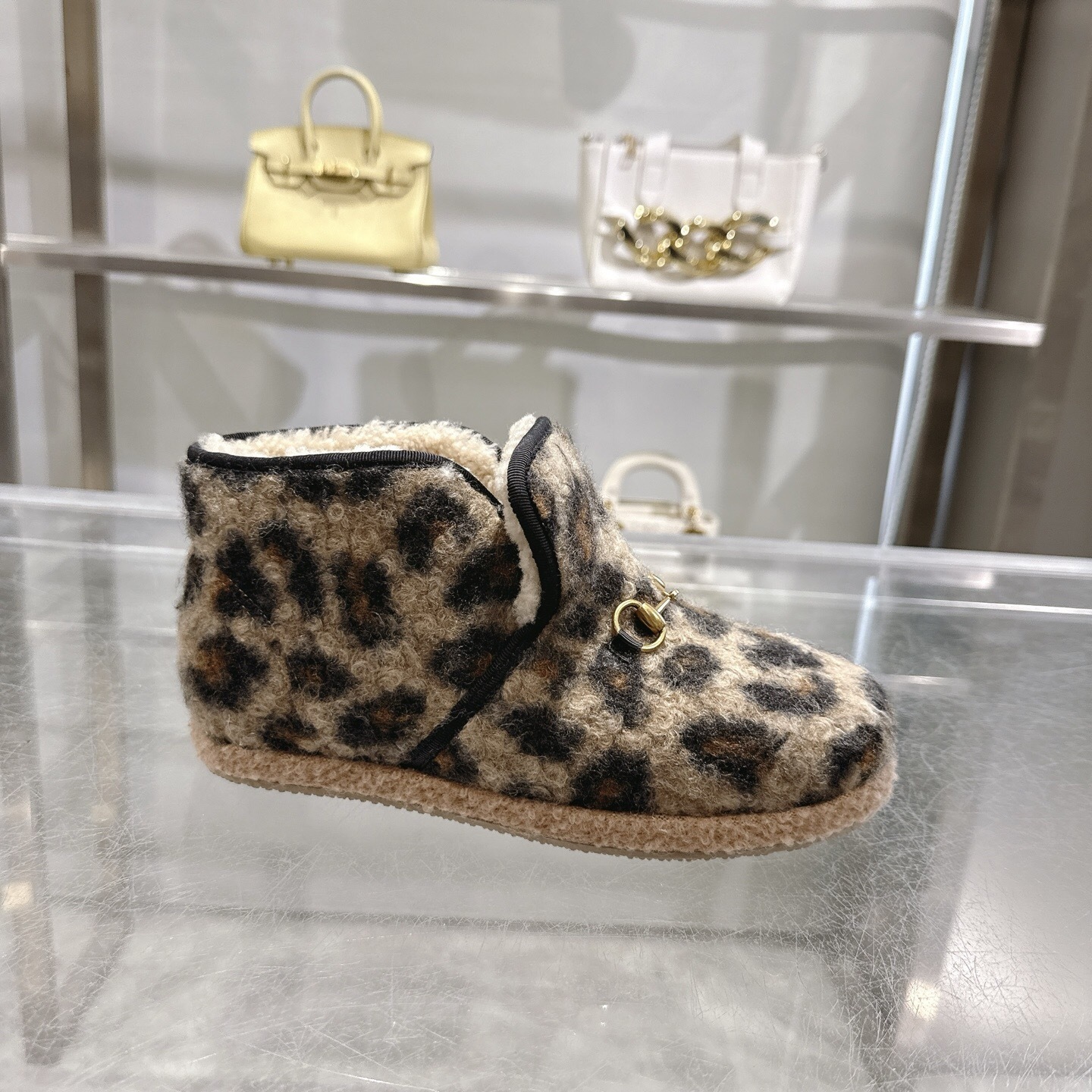 Gucci Brown Leopard Horsebit Boots - Image 4