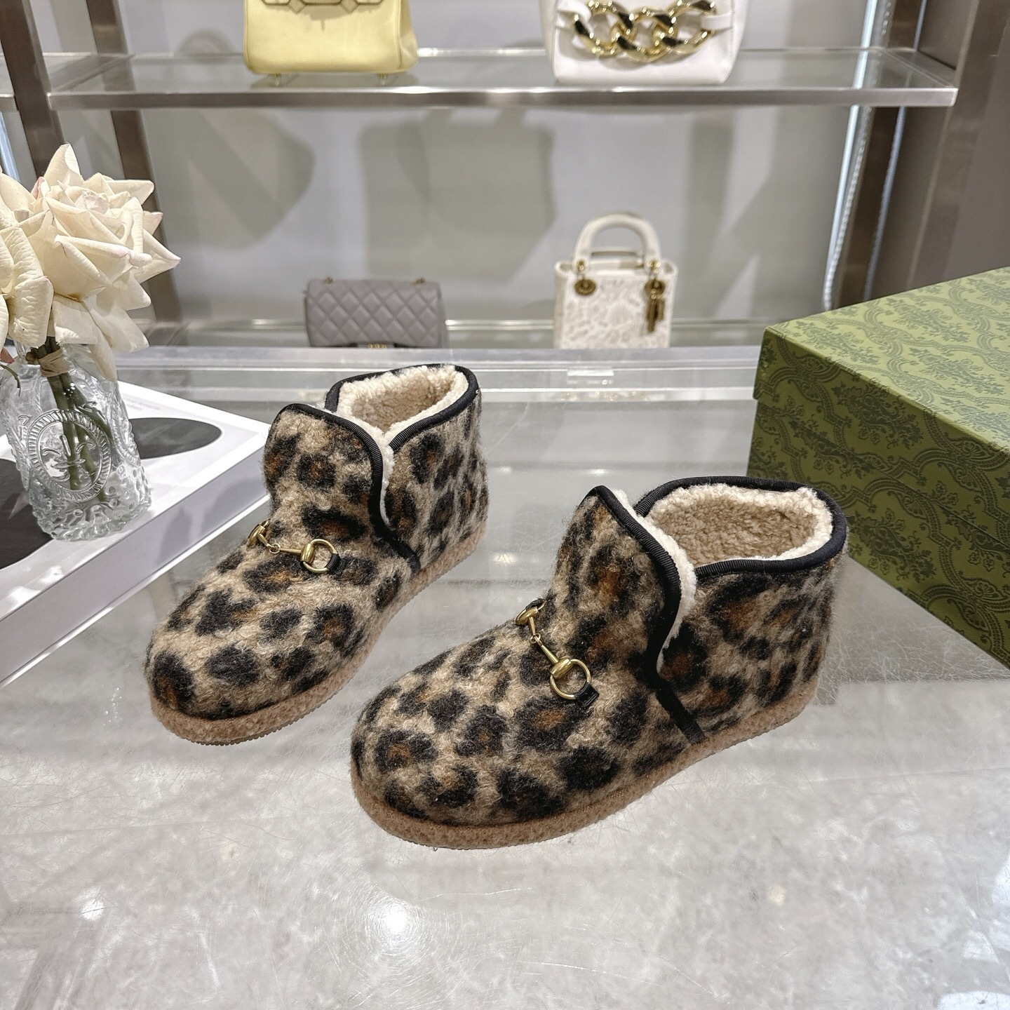 Gucci Brown Leopard Horsebit Boots - Image 6